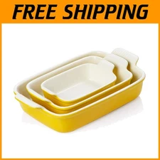 Durable Rectangular Baking Dishes - Set of 3 with Handles for Easy Transport