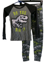 The Children's Place Boy's Size 10 Sleepwear 2pc Set Pajamas Dinosaurs Skeletons