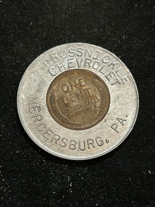 1948D Mercersburg Pennsylvania Encased Cent Token Grossnickle Chevrolet PA197