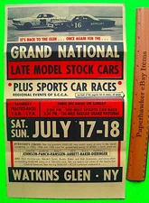 Original 1965 WATKINS GLEN NASCAR GRAND NATIONAL RACE FLYER / 2-Sided Poster NOS