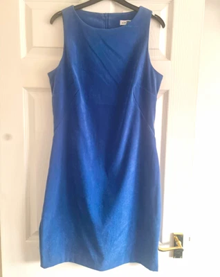 New Look Blue Sheath Dress Knee Length Round Neck Sleeveless Women’s Size 14 - Image 1 of 3