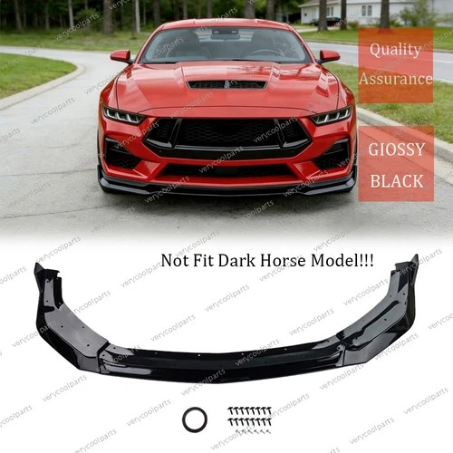 Gloss Black Front Bumper Lip For 2024-26 Ford Mustang S650 GT/EcoBoost G-Style