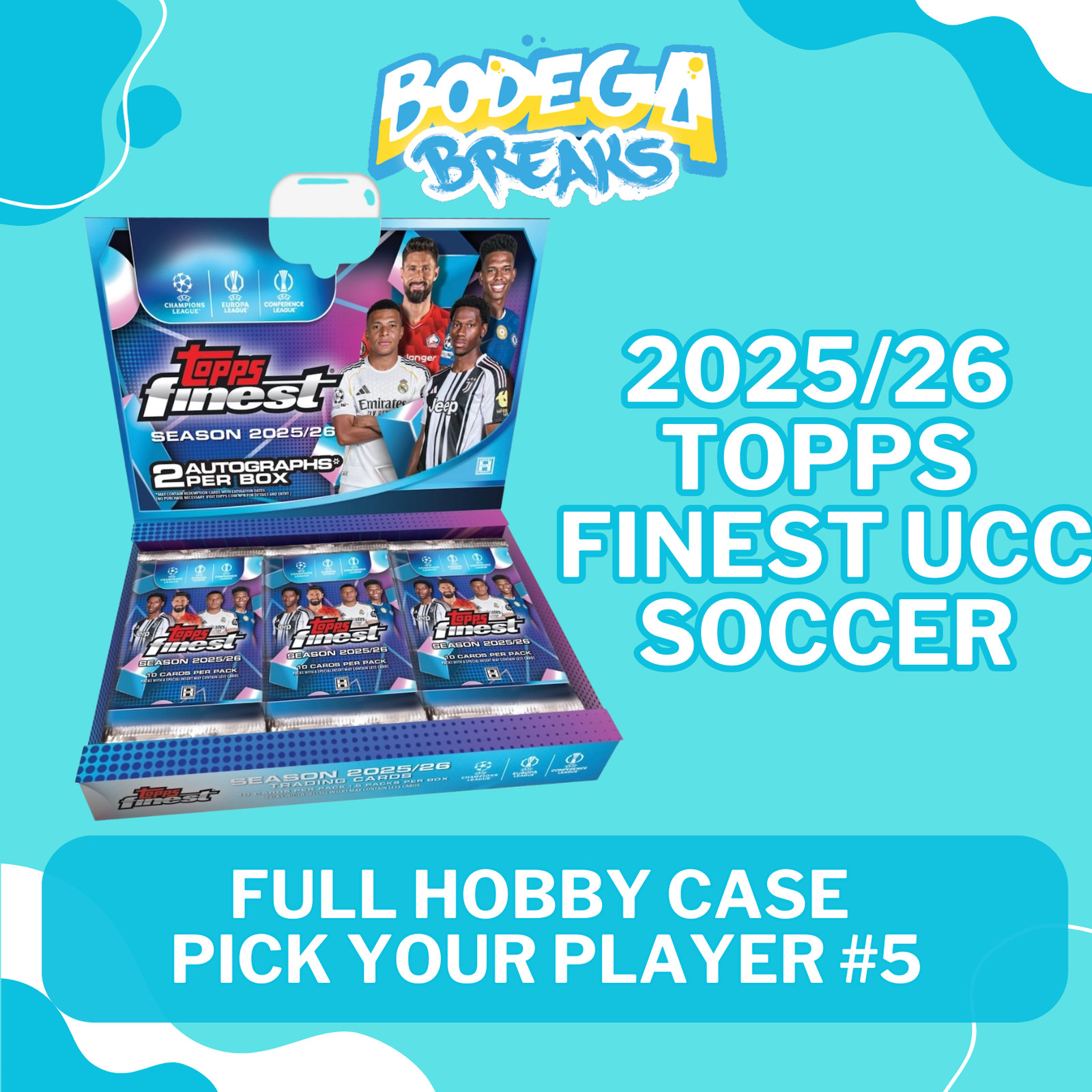 Estevao Willian - 2025/26 Topps Finest UCC Soccer - 8 Box Hobby Case Break #5