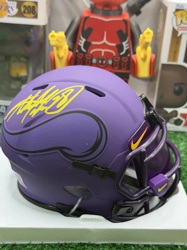 Adrian Peterson Signed Vikings Riddell Mini Helmet Auto Beckett COA