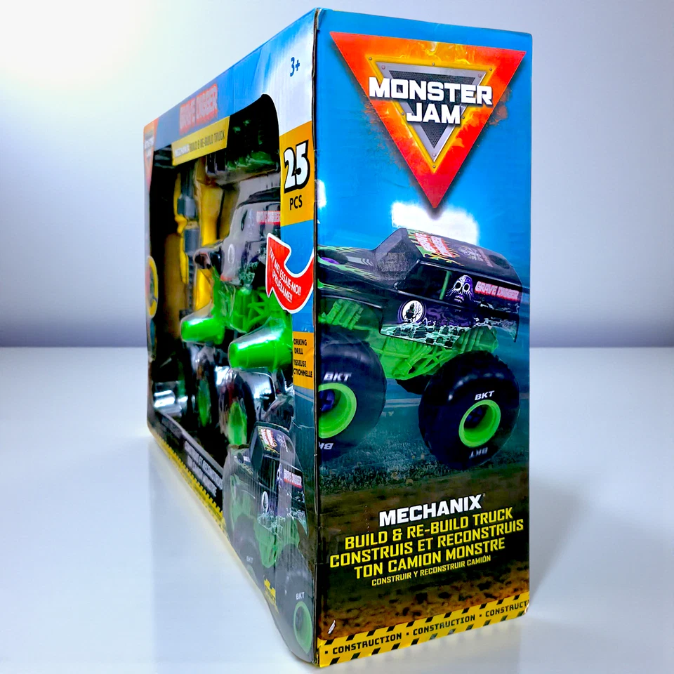 Monster Jam Oficial Grave Digger Monster Truck Mechanix choque y reconstrucción - RARO Foto 3 de 4