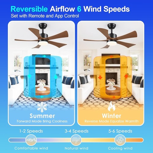 42 Inch Modern Ceiling Fan with Light Remote App Dimmable Quiet Energy Saving - Picture 8 of 11