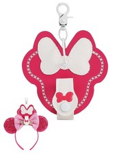 Mouse Ear Holder for Backpack Pink Leather Strap Keychain Headband Holder Tri...