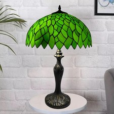 Antique Tiffany-Style 16-Inch Stained Glass Table Lamp Handcrafted Home Lighting