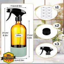 ZENOWICK 2pk 16oz Glass Spray Bottles Amber Silicone Sleeve