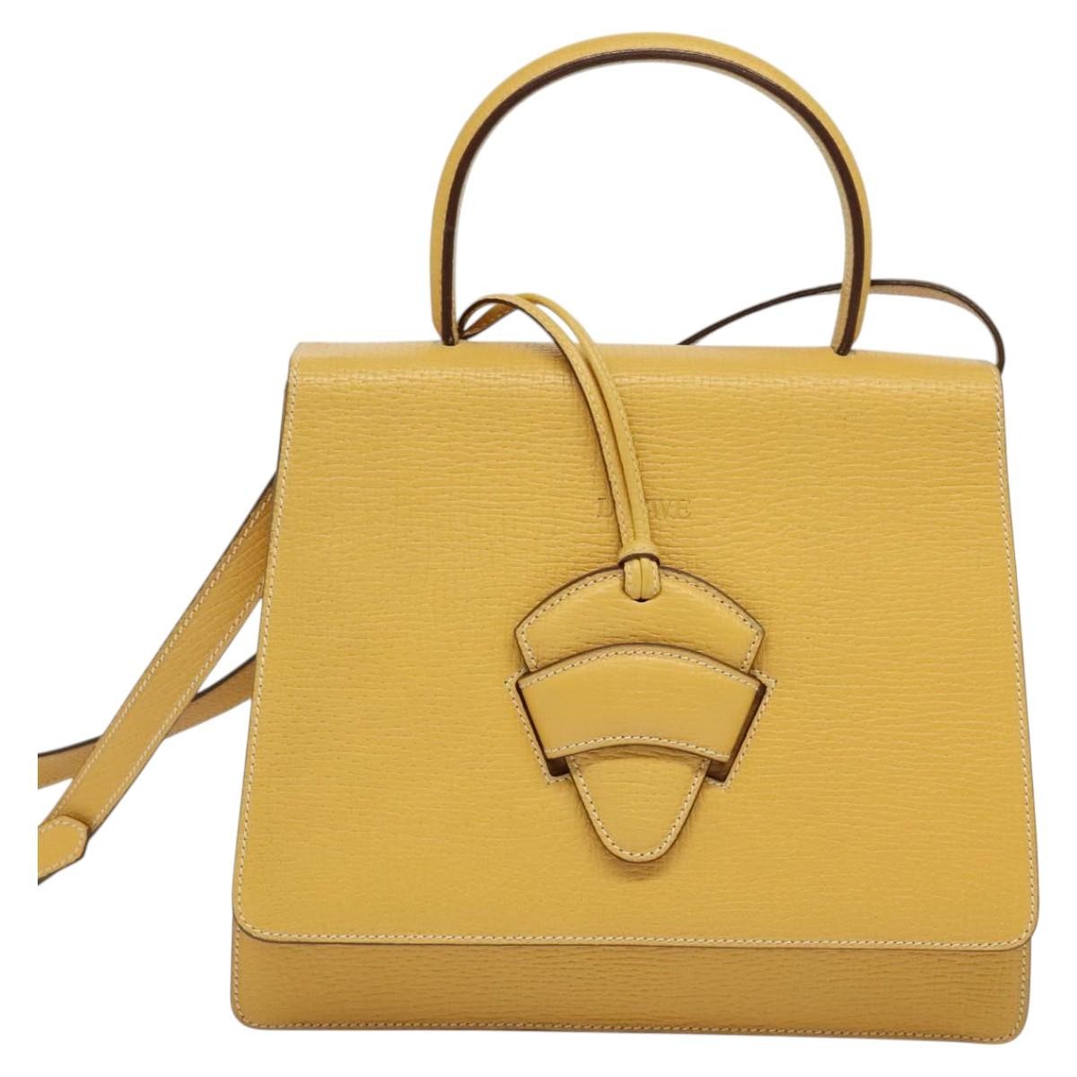 LOEWE Barcelona Hand Bag Leather 2way Yellow Auth sw518 | eBay display picture 1