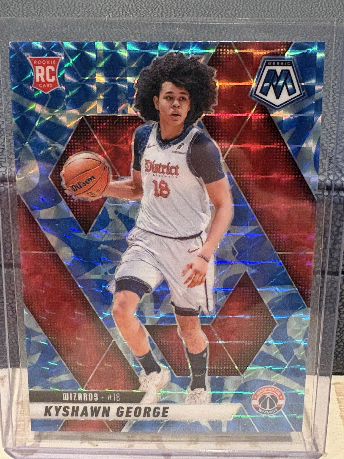 2024-25 Mosaic Kyshawn George #247 Blue Reactive RC Washington Wizards