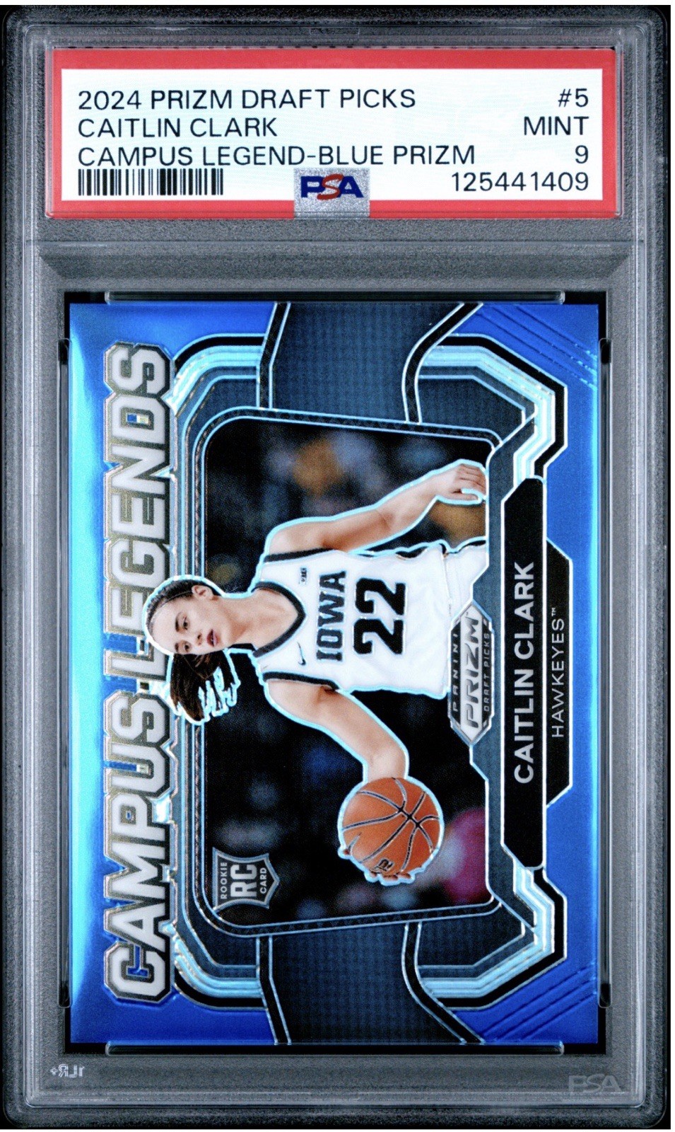 2024 Prizm Draft Picks Caitlin Clark Campus Legends Blue PSA 9 029/199 WNBA Iowa