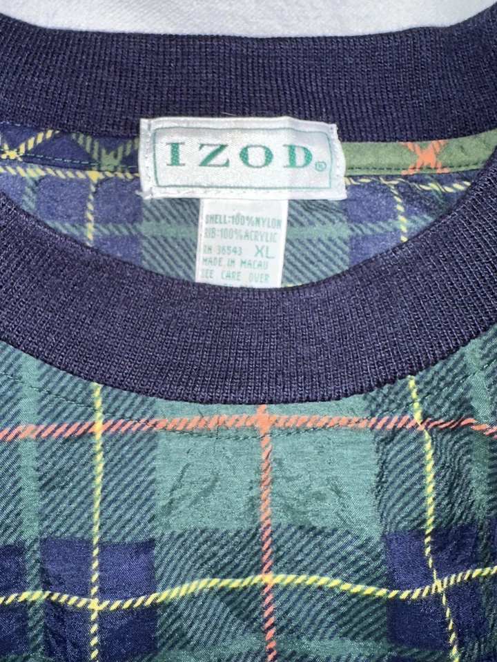 De Colección IZOD Golf Pullover Cortavientos Tartán Cuadros Chaqueta Preppy Talla XL 90 ¡LINDA! Foto 3 de 4