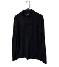 Smartwool 1/4 Zip Sweater Mens Medium Black Merino Wool Blend Knit Mock Neck