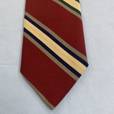 Robert Talbott vtg Silk Cotton Stripe Red Blue Green Yellow Repp Neck Tie 4''x58''