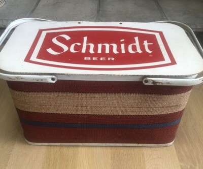 Vintage 1970's SCHMIDT BEER Picnic BASKET 19  x 12 