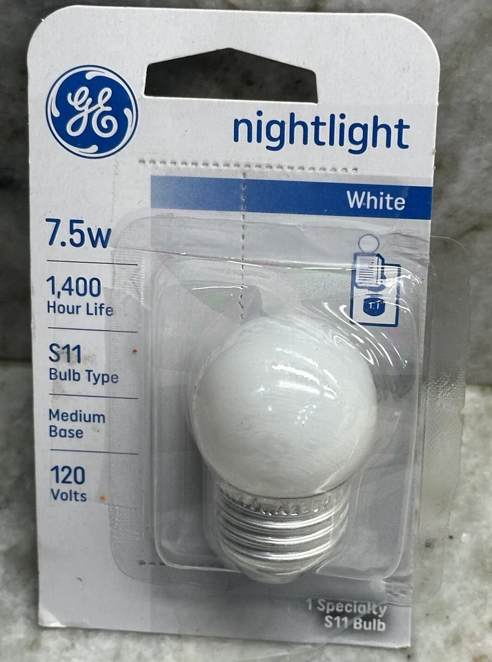 GE Specialty Nightlight Bulb S11, 7.5W Medium Base, White 120 Volts New - Image 2 of 4