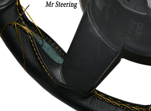 CUBIERTA VOLANTE CUERO NEGRO PARA ROVER CITYROVER 2003-2006 COSTURAS DORADAS - Imagen 4 de 4