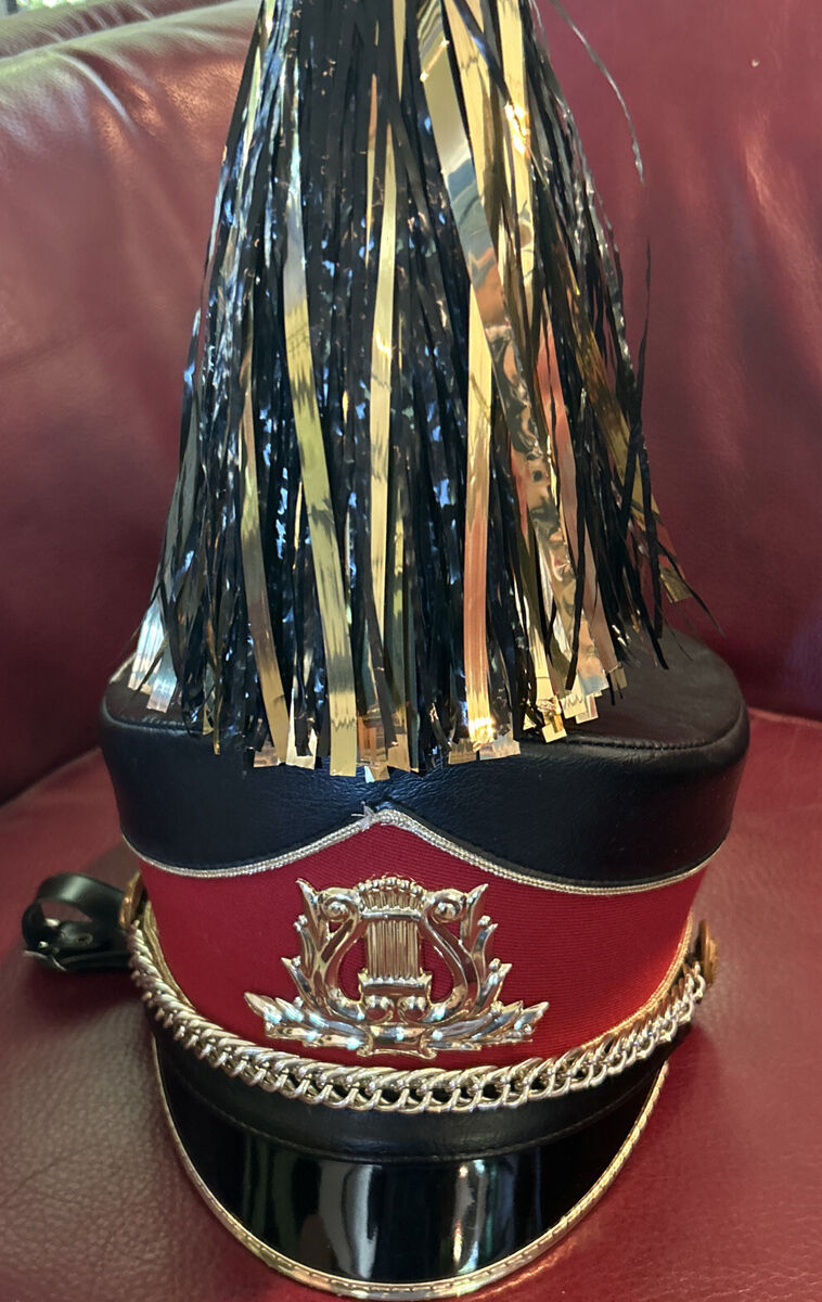 Demoulin Bros & Co Marching Band Red & Black Hat W Plume Demoulin Bros & Co Marching Band Red & Black Hat W Plume