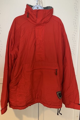 Vintage Abercrombie & Fitch Anorak Mantel Medium M Rot Zip Kapuze Extrem Zustand 90er