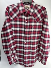 ELY Cattleman Long Sleeve Men's Western Shirt Sz L Button Up Pearl Snap Plaid