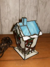 Vintage Electric Light Up Stained Glass Bird House-Works