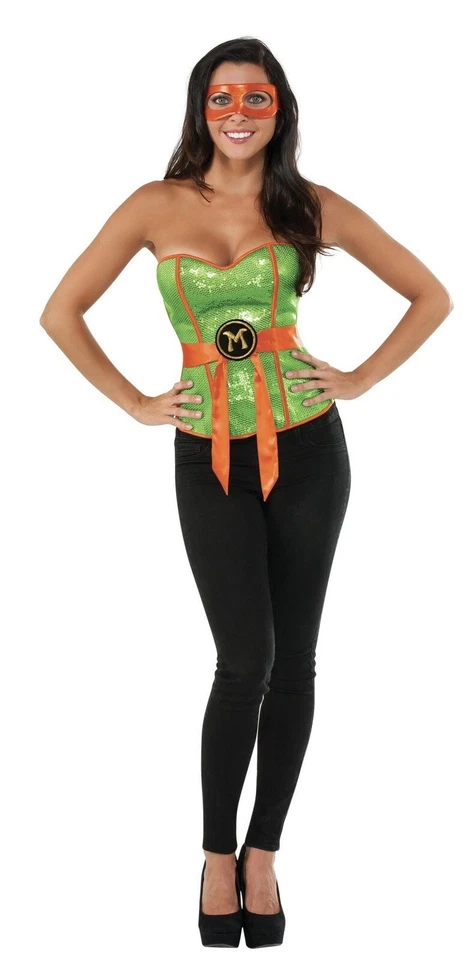 Corsés Tortuga Ninja Adolescente Mutante Adulto Mujer Disfraz Halloween NUEVO Foto 3 de 4