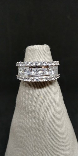 VINTAGE  Zirconia Wedding Band Solid Sterling Silver 925 Ring