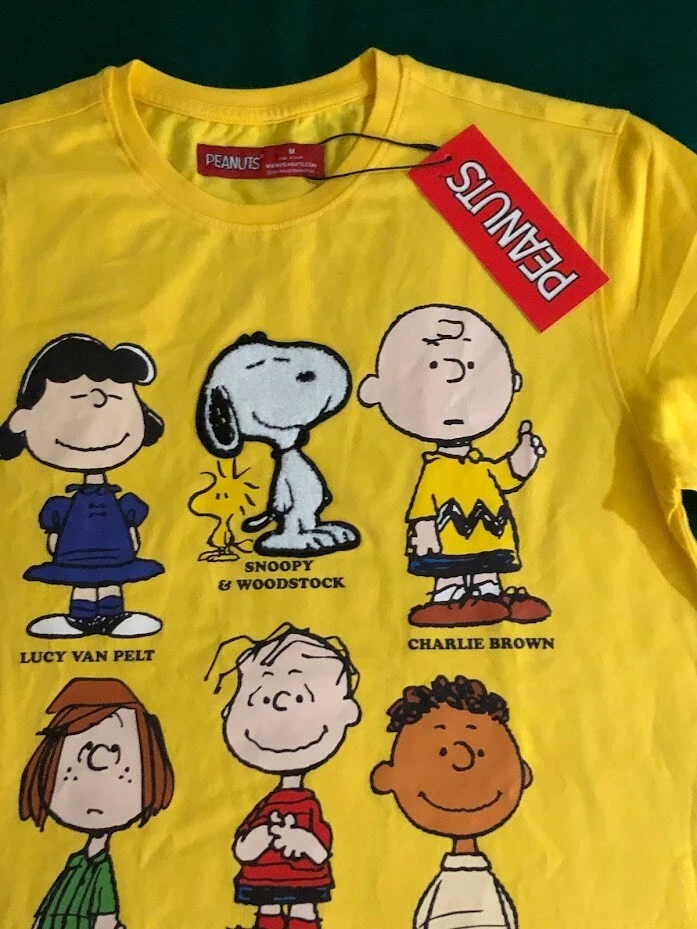 Peanuts Yellow T-shirt size M Snoopy Gang Characters | eBay