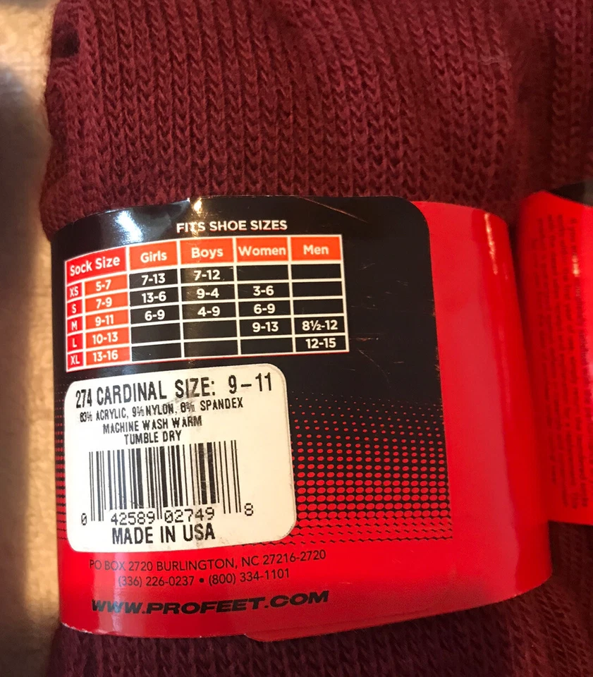 Calcetines tubo acolchados multideporte unisex Pro Feet cardinales - talla ver descripción Foto 3 de 4