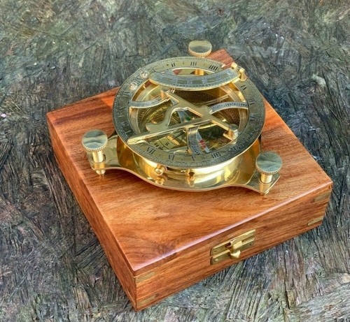 Vintage Brass Sundial Compass 4.5" – Nautical Marine Steampunk Retro Style - Picture 10 of 11