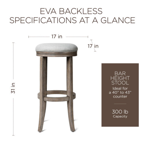 Maven Lane Eva Bar Stool in Reclaimed Oak Finish w/ Ash Grey Fabric Upholstery - Picture 5 of 6