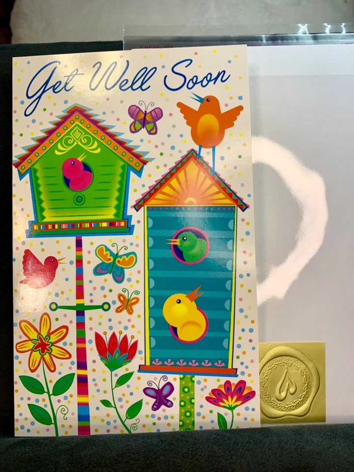 Get Well Soon Greeting Card Beautiful Birds Birdhouses Healing Thoughts - Image 4 of 4