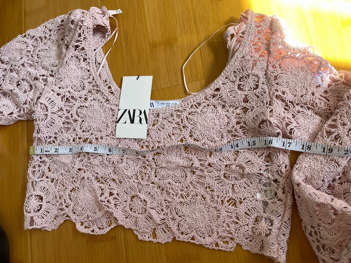 New ZARA WOMEN PINK KNIT CROCHET BLOUSE TOP Pink Color Size New ZARA WOMEN PINK KNIT CROCHET BLOUSE TOP Pink Color Size