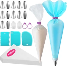 Piping Bags and Tips Set -Ultimate Cake Decorating Supplies Kit - Included 100 D
