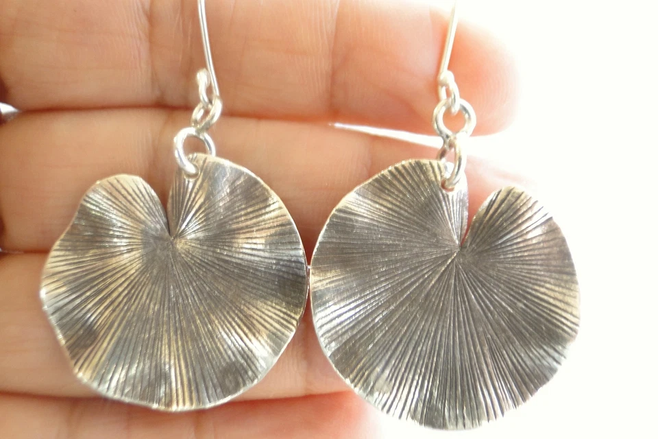 Lotus Leaf Handmade Thai Hill 925 Sterling Silver Earrings - Image 2 of 3