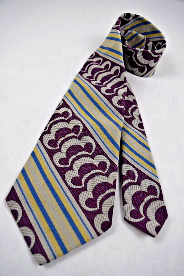Neck Tie VTG Don Loper 60s 70s Psychedelic Clock Work Purple Poly Tie 53.5 x 4.5 - Image 2 of 4