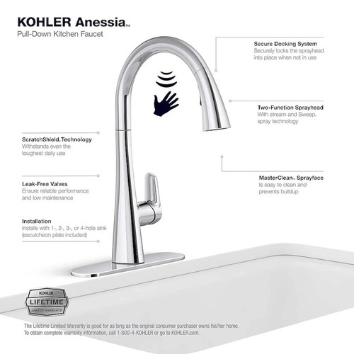 Kohler Anessia Touchless PullDown Kitchen Faucet Chrome MSRP 399 eBay