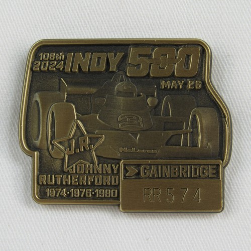 2024 Indy 500 Bronze RR574 Pit Badge Johnny Rutherford 3x Winner JR #3 McLaren