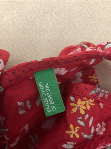 Benetton Baby Girls Dress 1 Year Circle Twirl Red Floral - Picture 3 of 5