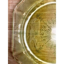 Vintage & Antique Ornately Designed Green Glass Plate 