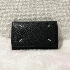 Maison Margiela Key Case Black Genuine Leather Solid Snap Mens Japan Used