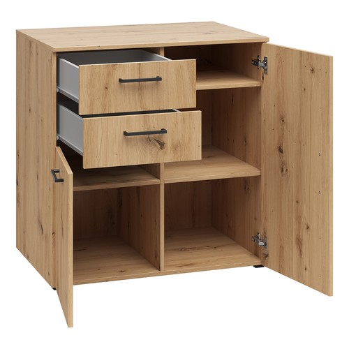 Kommode - Artisan Eiche - 2 Türen - 2 Schubkästen - XL-Tiefe - 80 cm breit - Bild 5 von 7