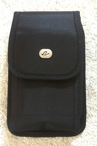 Black Phone Case - Pouch Holster Nylon Metal Clip Case Fits Phone 3.5"W x 6.25"H - Picture 2 of 10