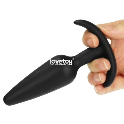 LOVETOY Dildo ButtPlug Anale Fallo Medio in Silicone Nero con Base Curva e Ergonomica