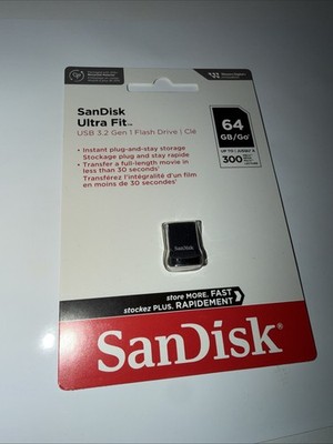 SanDisk Ultra Fit USB 3.2 Flash Drive 64GB Black Sealed Unopened New