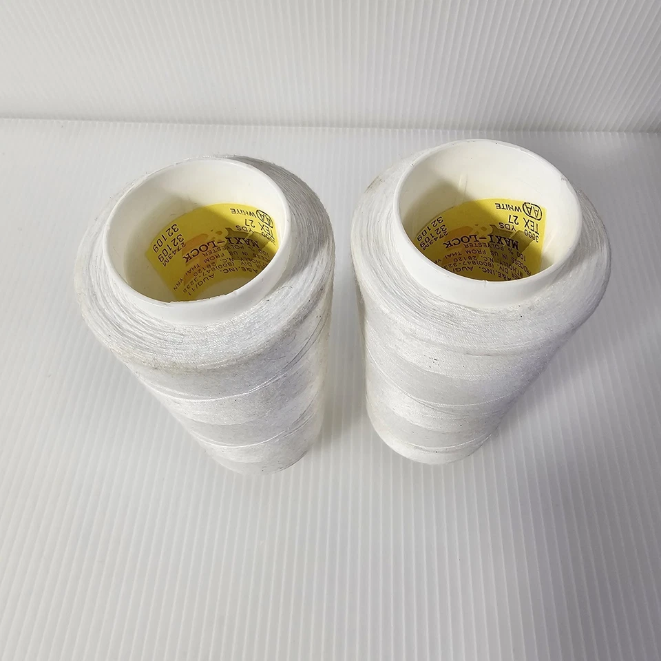 2 Maxilock Serger Thread White Spools Polyester Overlock Sewing - Image 3 of 3