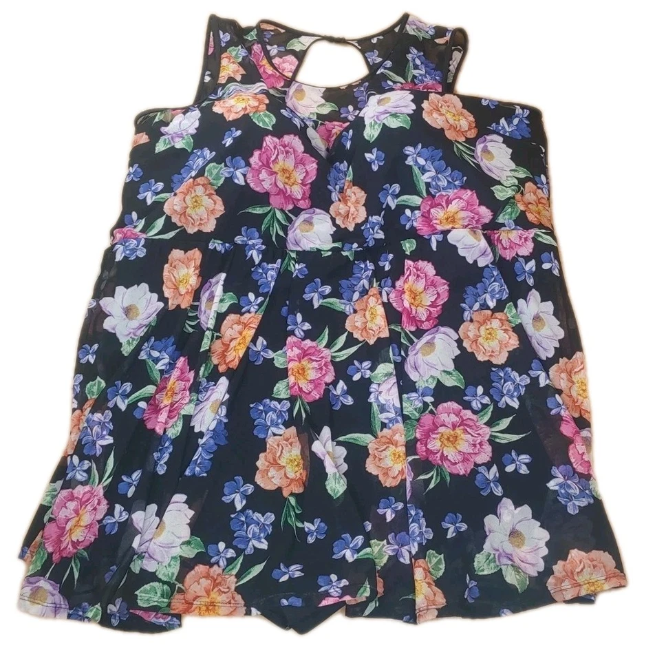 Torrid Modest Swim Dress Woman Plus Sz 6XF Black Mesh Floral Overlay Pool Beach - Image 3 of 4
