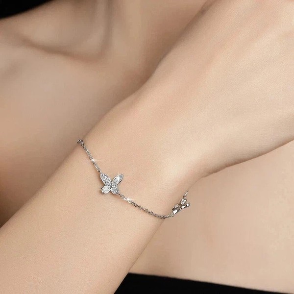Alternate view of Butterfly Bracelet 14k White Gold Plated 1ct Round Cut Lab Created Diamond