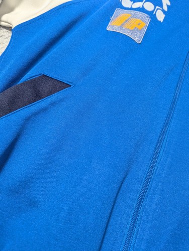 Diadora Italy Track Jacket Mens Small 1990 Football Tracksuit Top Blue Italia - Picture 10 of 19